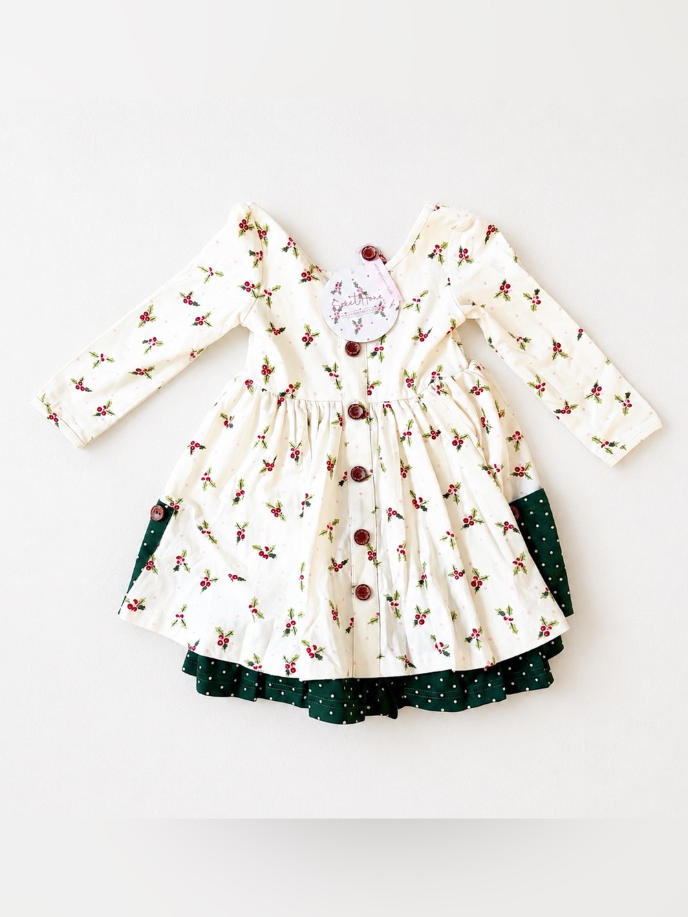 SweetHoney Clothing Holiday Holly Dress Size 2T NWT Boutique Christmas Dress